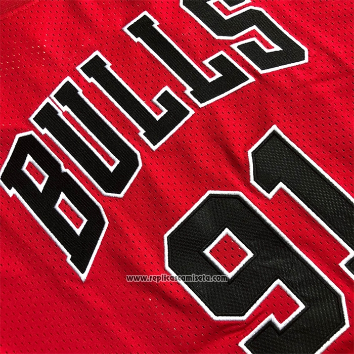 Camiseta Manga Corta Chicago Bulls Dennis Rodman #91 Rojo